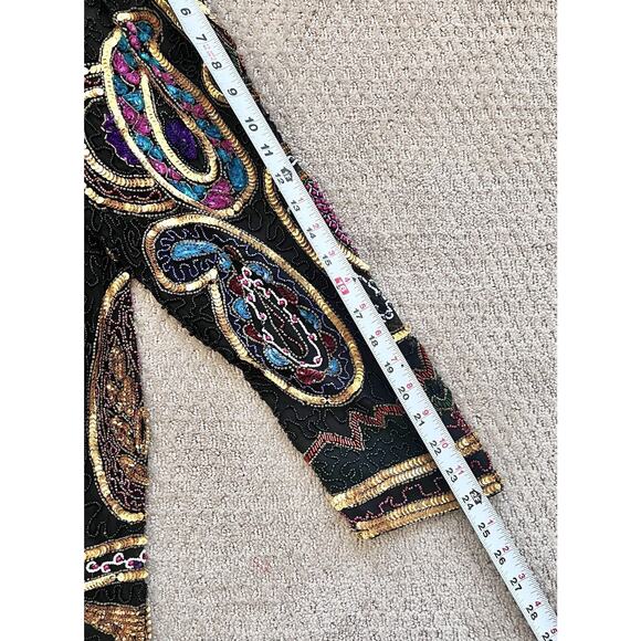 Laurence Kazar Vintage Silk Evening Tunic LARGE Beaded Sequined Glam EUC *READ - Picture 10 of 12